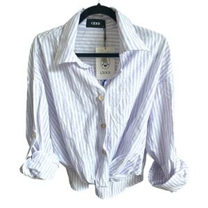 NWT Cider Twist Front Long Sleeve Lavender White Striped‎ Button Down  Shirt XL